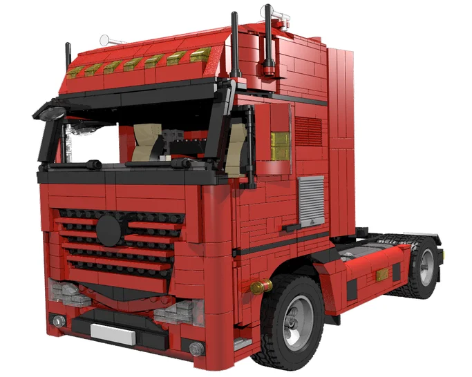 

Legoins Lepins technology building block mechanical gear moc-5648 red Benz Truck container remote control assembly toy boy gift