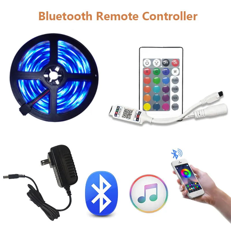 Luces Led RGB 5050 SMD Bluetooth светодиодный светильник полосы Водонепроницаемый гибкая