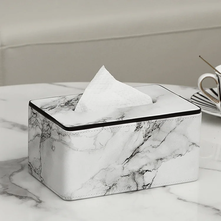 

Nordic Pumping Tissue Box House Leather Modern Marble Tissue Box Holder Simple Servilleteros Room Storage Organization EI50TB