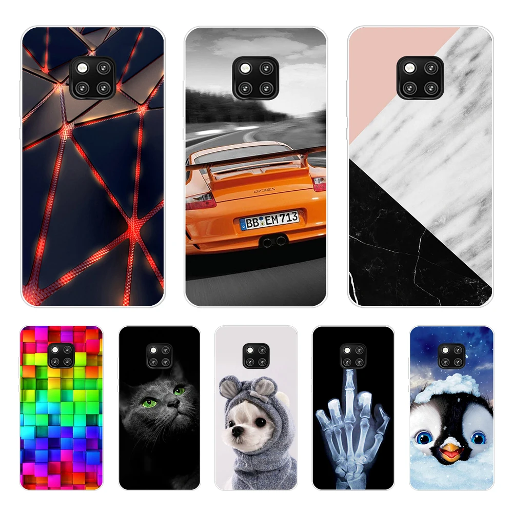 Чехол для Huawei Mate 20 pro силиконовый бампер противоударный с изображением кота |