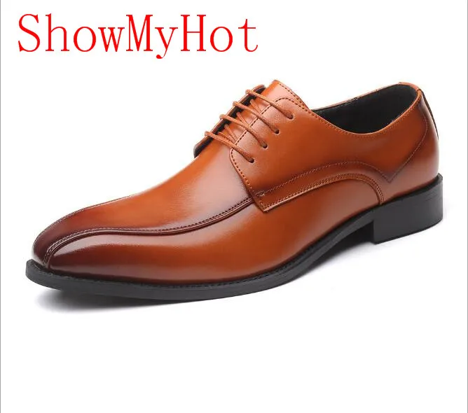 ShowMyHot; брендовая мужская официальная обувь; Мужские модельные туфли-оксфорды; классические деловые туфли с круглым носком; Sapatos homme; свадебные туфли для джентльмена