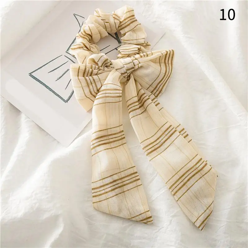 53 Floral Print Elastic Knot Ribbon Scrunchies Women Vintage Big Bow Fabric Hair Ties Girls Satin Hair Accessories Soft Hairbands - Цвет: 53