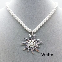 retro romantic edelweiss flowers pendant pearl necklace choker clavicle chain necklace jewelry for women beads