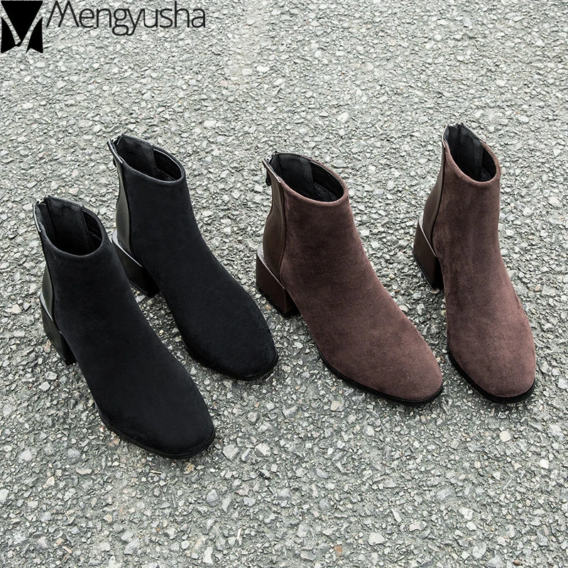 Зимние ботинки из натуральной кожи и флока в британском стиле ретро Женские