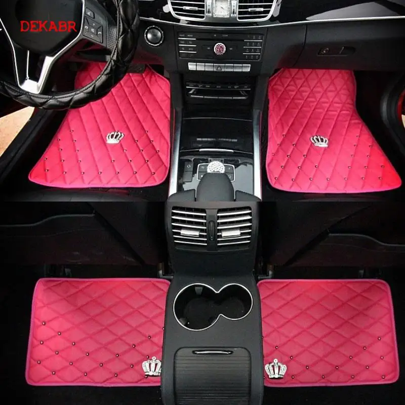 Универсальные автомобильные коврики в виде короны противоскользящие кожаные