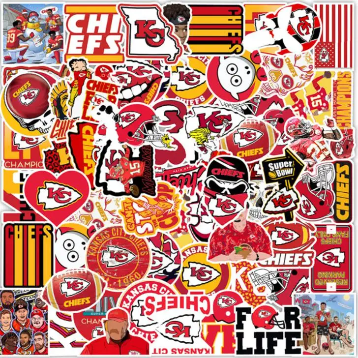 

10/30/50pcs Kansas City Chiefs Rugby Graffiti Stickers Competition Waterproof Skateboard Travel Suitcase Phone Laptop Luggage