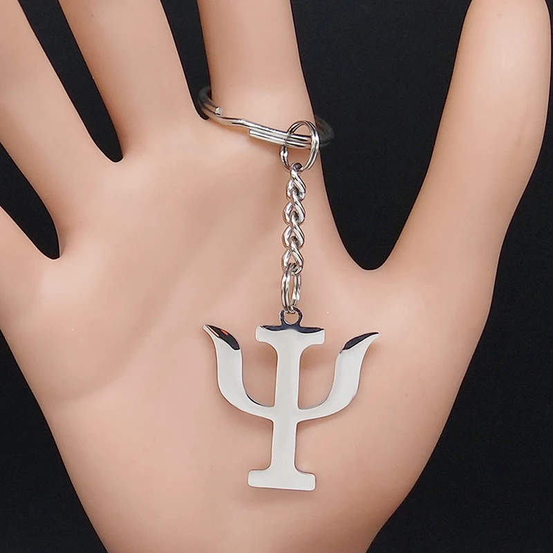

PSI Edelstahl Keychain Griechischen Brief Jewery Psychologie Symbol Kettings Geschenk Llaveros Para Mujer