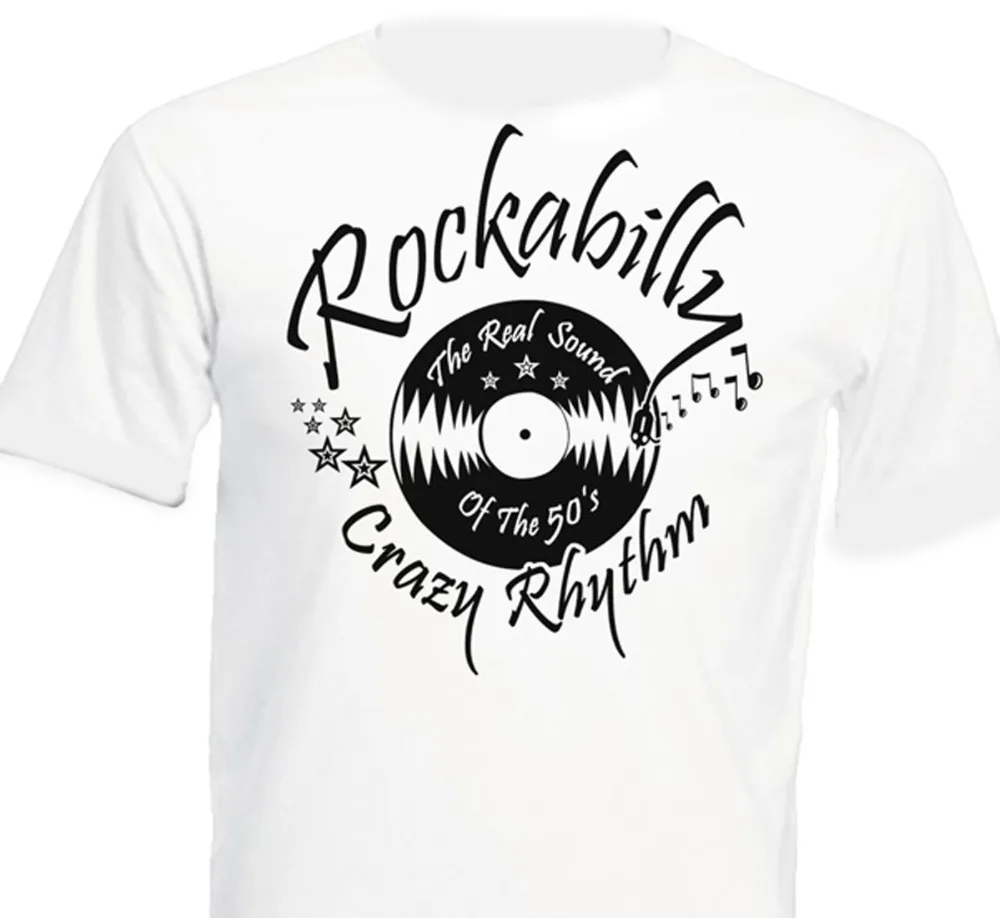 

Rockabilly Crazy Rhythm 50'S Fifties Rock'N'Roll Retro Vintage Oldies 2020 Newest Fashion Tops Summer Cool Funny Casual Tee Shir