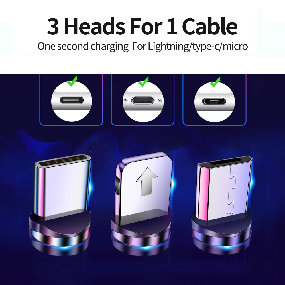 Магнитный usb-кабель Tisluo/Micro USB/type-C для iPhone X Xs Max светодиодный 1 м магнитное зарядное устройство для samsung s10 Xiaomi Pocophone USB C