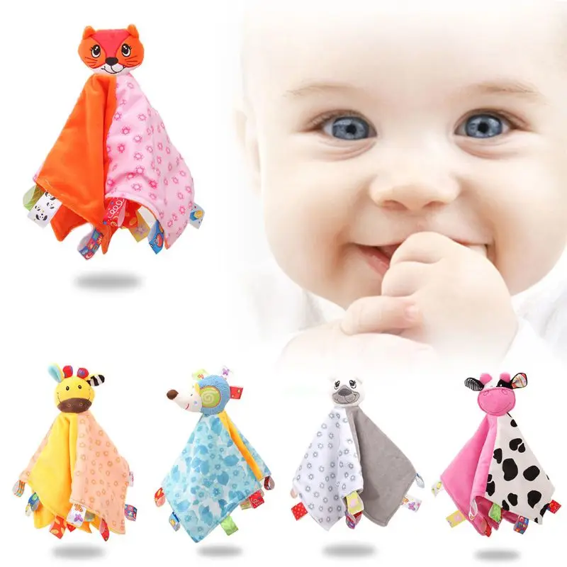 Полотенце для новорожденных с погремушкой одеяло детский успокаивающий платок