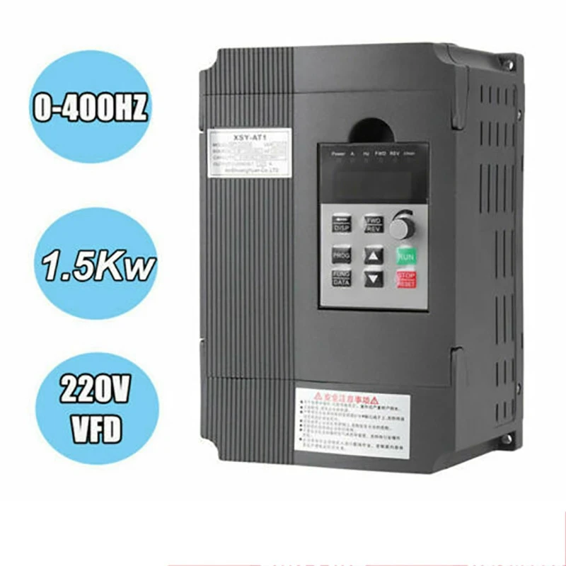 

220V Single Phase to 3/Three Phase Output Frequency Converter VFD 1.5KW AC Motor