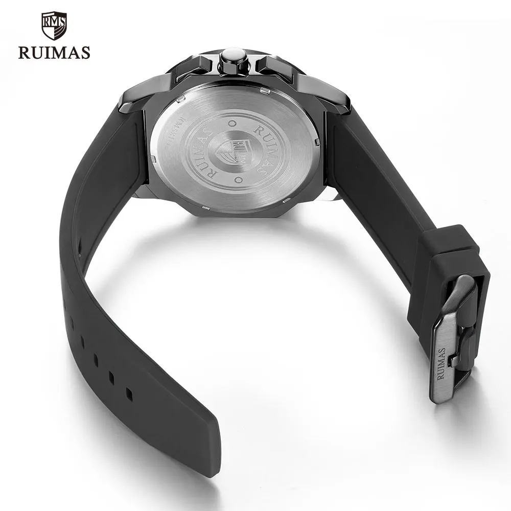 

RUIMAS Sports Watches Men Luxury Leather Strap Chronograph Watch Top Brand Army Blue Watch Man Relogio Masculino Luminous 581