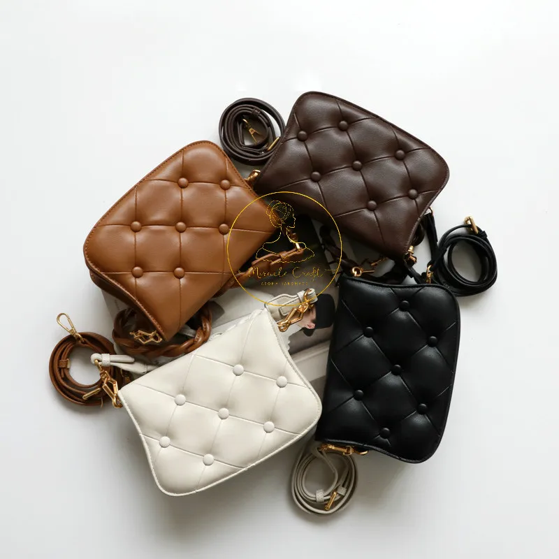 Новинка 2020 роскошная сумка - седло из натуральной кожи на кнопках с плетеными