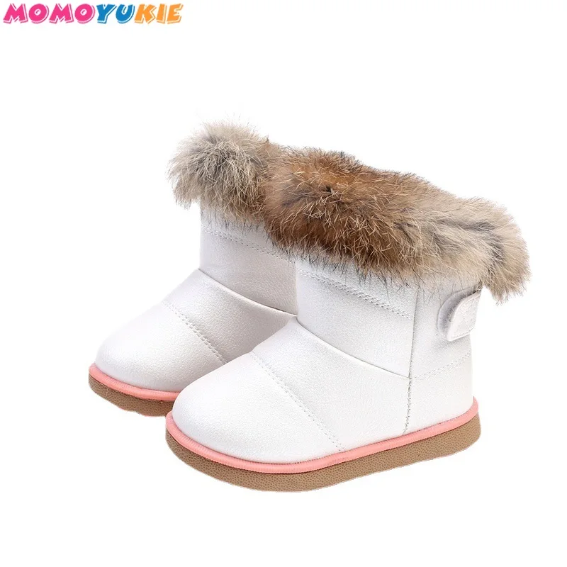 Botas c&aacute;lidas de invierno para ni&ntilde;os y ni&ntilde;as, botas de nieve con piel de 1 a 6 a&ntilde;os, zapatos de fondo blando-4