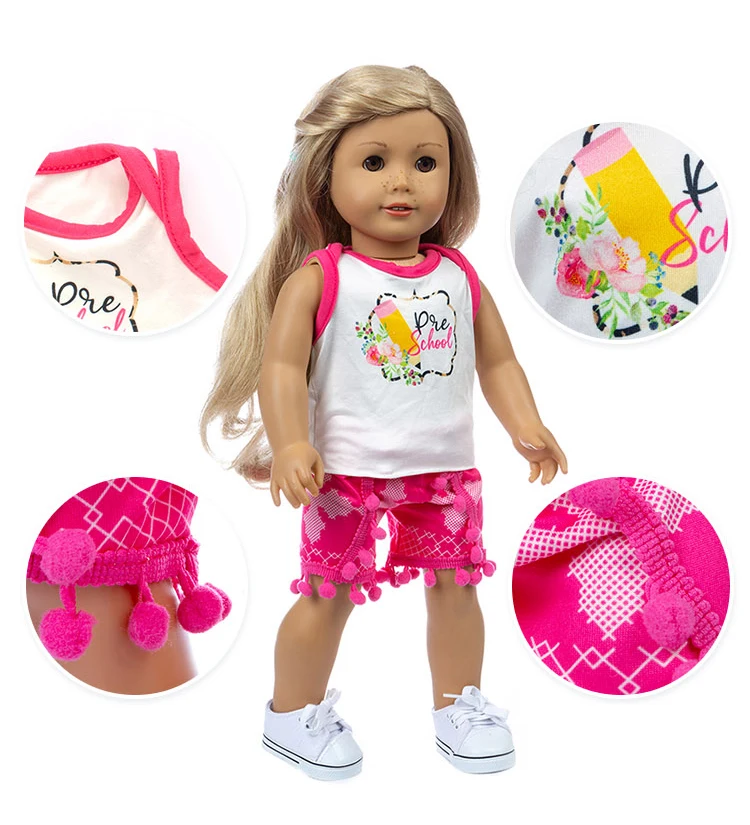 

Born New Baby Fit 18 inch 43cm Doll American Clothes Girls' Pellet Shorts Start Season Set Clothes For Baby Birthday Gift
