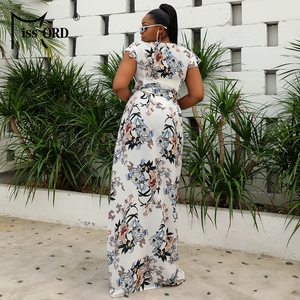 Missord 2021 женское Элегантное летнее макси платье размера плюс с цветочным принтом