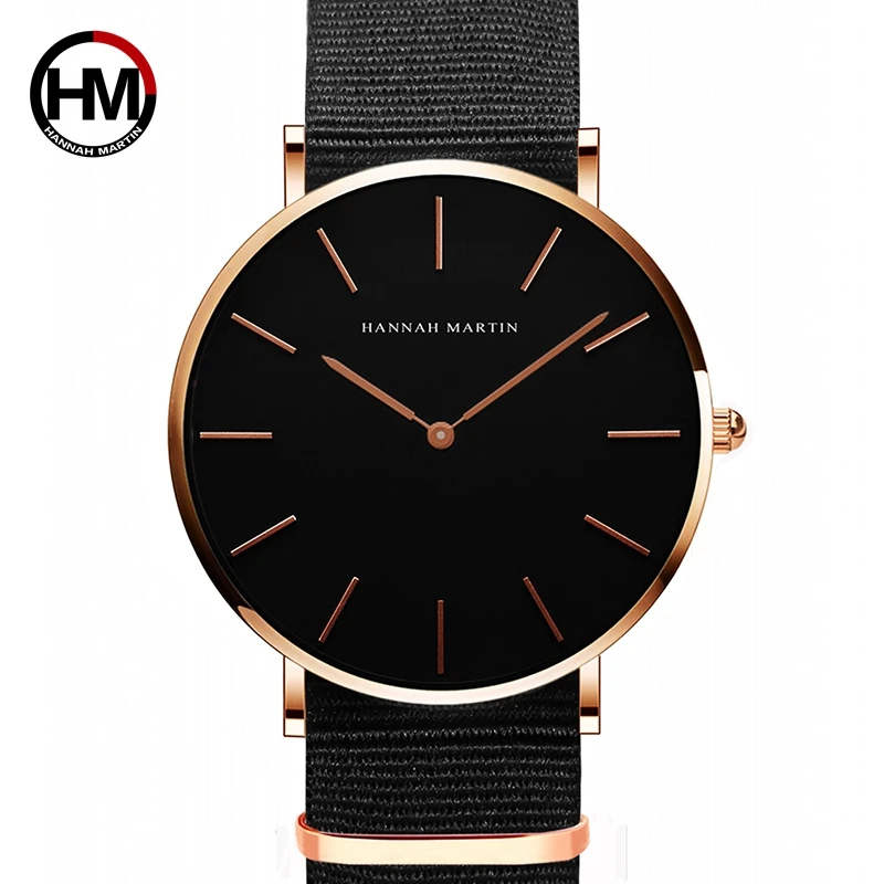 

HANNAH MARTIN Brand Watches Women Fashion Luxury Clock Unisex Nylon Mens Quartz Simple Ultra Thin Wristwatch Relogio Masculino