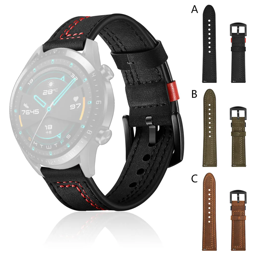 Кожаный сменный ремешок для наручных часов смарт Huawei GT2 42 мм 46