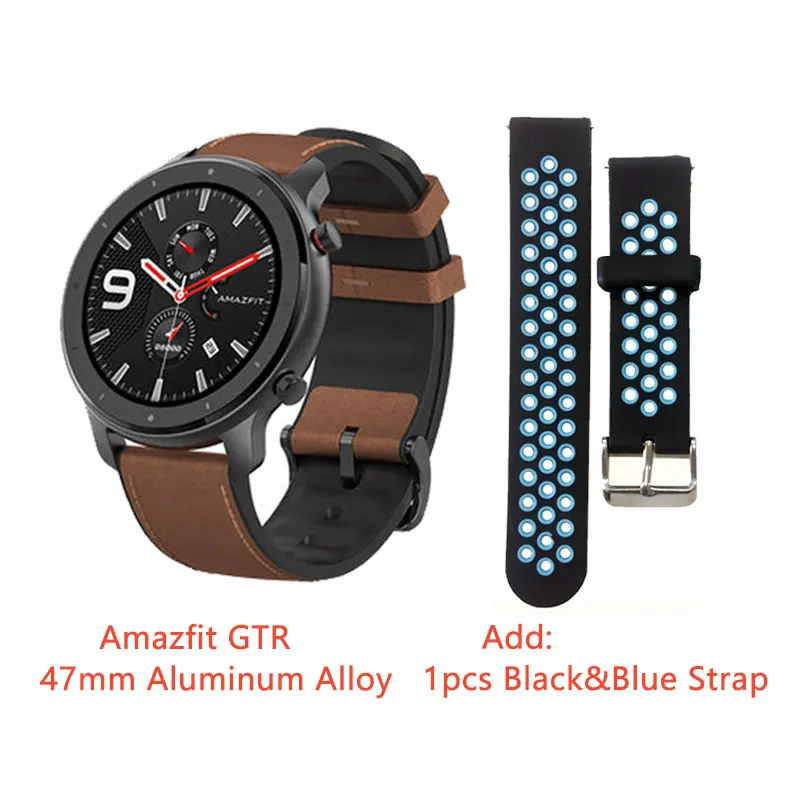Alloy Add BlackBlue Глобальная версия Amazfit GTR 47 мм Смарт часы Бег Плавание Спорт Здоровье сердечного ритма Smartwatch 24 дня батарея gps - Цвет: Alloy Add BlackBlue