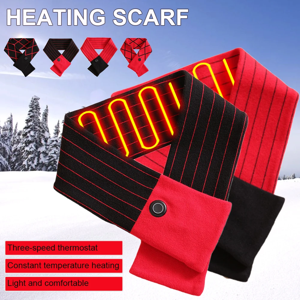 

Hot Heated Scarf Winter Warm USB Electric Heating Scarf Neck Wrap Adjustable 3 Heating Levels Cashmere Shawl for Men and Women