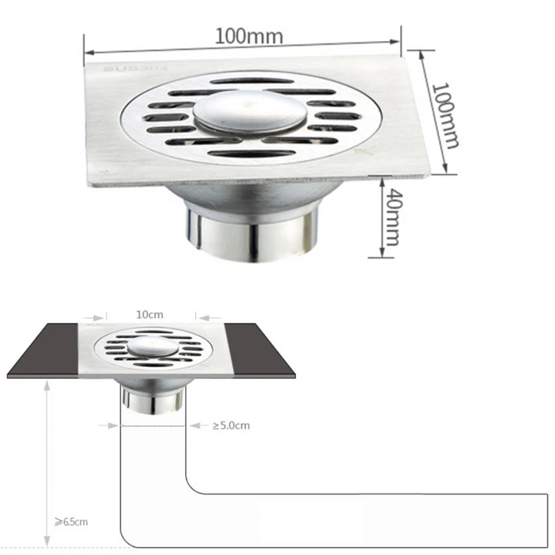 

Stainless steel floor drain toilet drainage dual-use pipe floor drain Hair Stopper Anti-Rust Bathroom Supplies