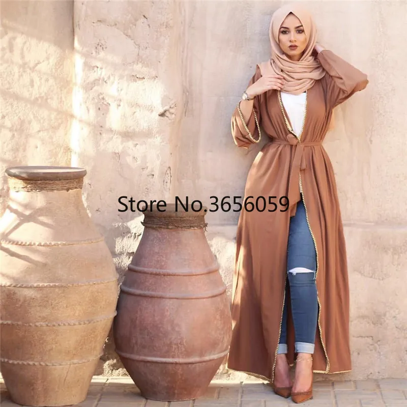 ИД кафтан открытые шифон Абая Мусульманский для женщин Дубайский хиджаб платье