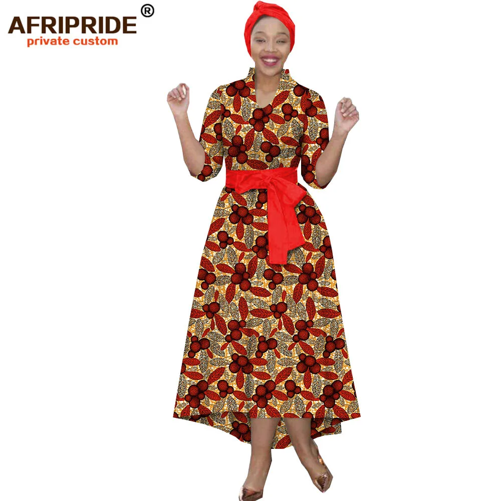 Африканское платье с шарфом и поясом для женщин AFRIPRIDE коротким рукавом длиной до