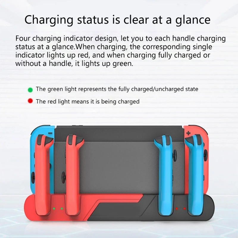 

4 in 1 Charging Station with LED Indicator for N-Switch, Charger Dock with 2 Game Card Slot+Dual USB2.0 Port for Joy-Con