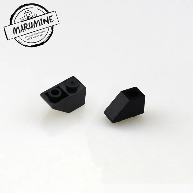 Черный MARUMINE кирпичи игрушки 200 шт./лот 2x1 перевернутый склон кирпич MOC строительные блоки Совместимые образовательные DIY игрушки Классический создатель - Цвет: Черный