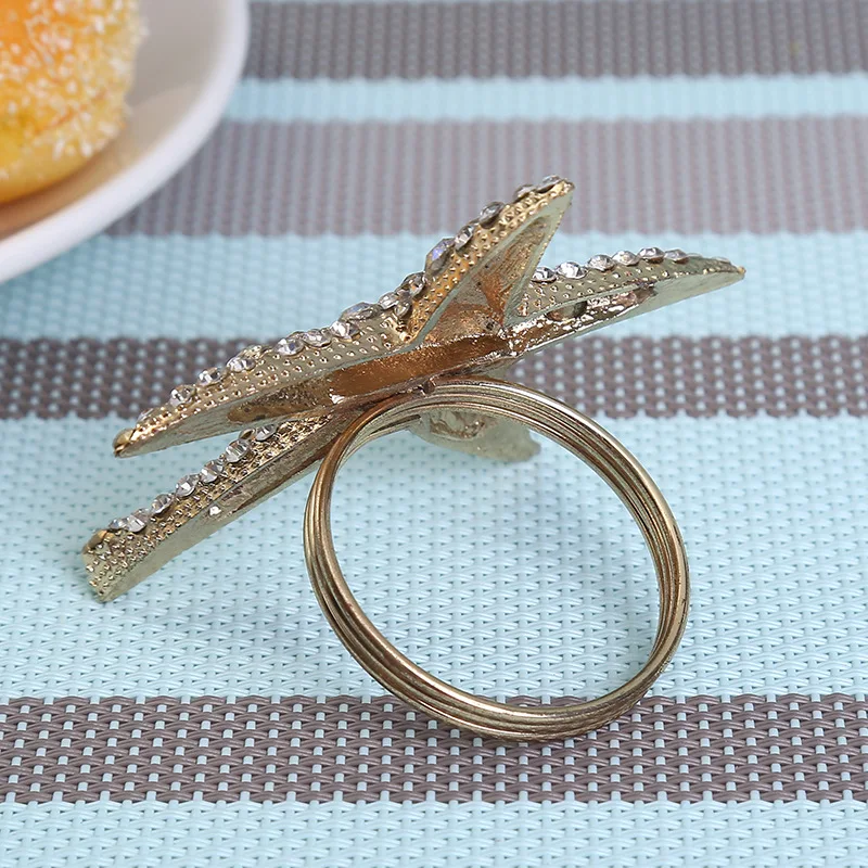 

Free Shipping(10pcs/lot)Crystal Starfish Shell Napkin Rings Natural Shell Napkin Holders Coastal Beach House Table Decor