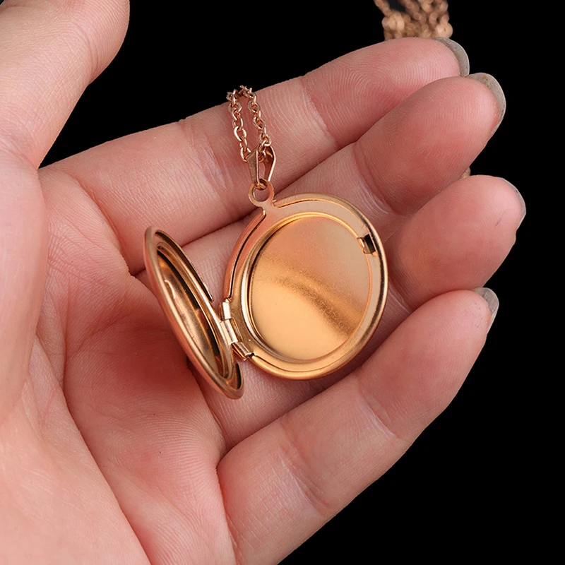 3 Colors Open Round Pendant Necklaces For Women Men Jewelry Family Birthday Gift Stainless Steel Photo Locket Necklace images - 6