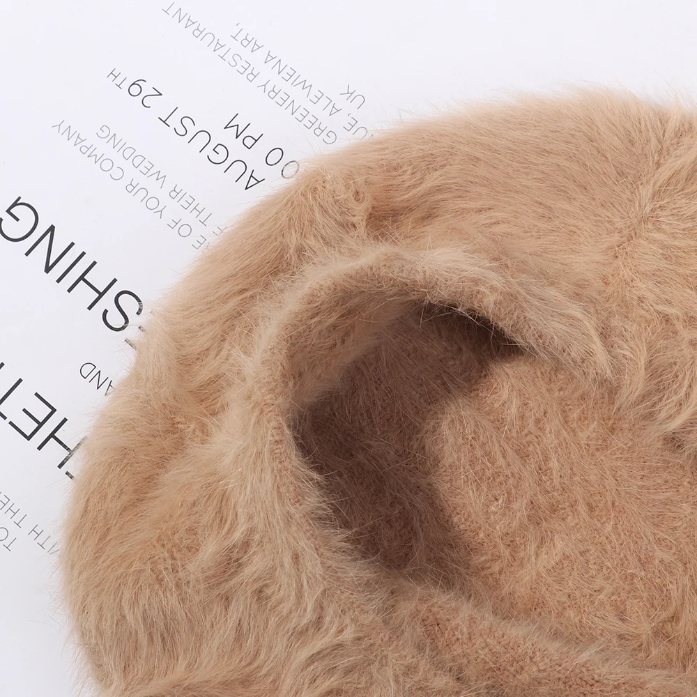 Берет женский из искусственного кроличьего меха ярких цветов | Аксессуары для