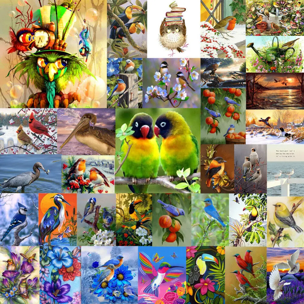 5D алмазная живопись Мультяшные птицы попугай Сова Magpie Heron гусь лебедь комплект