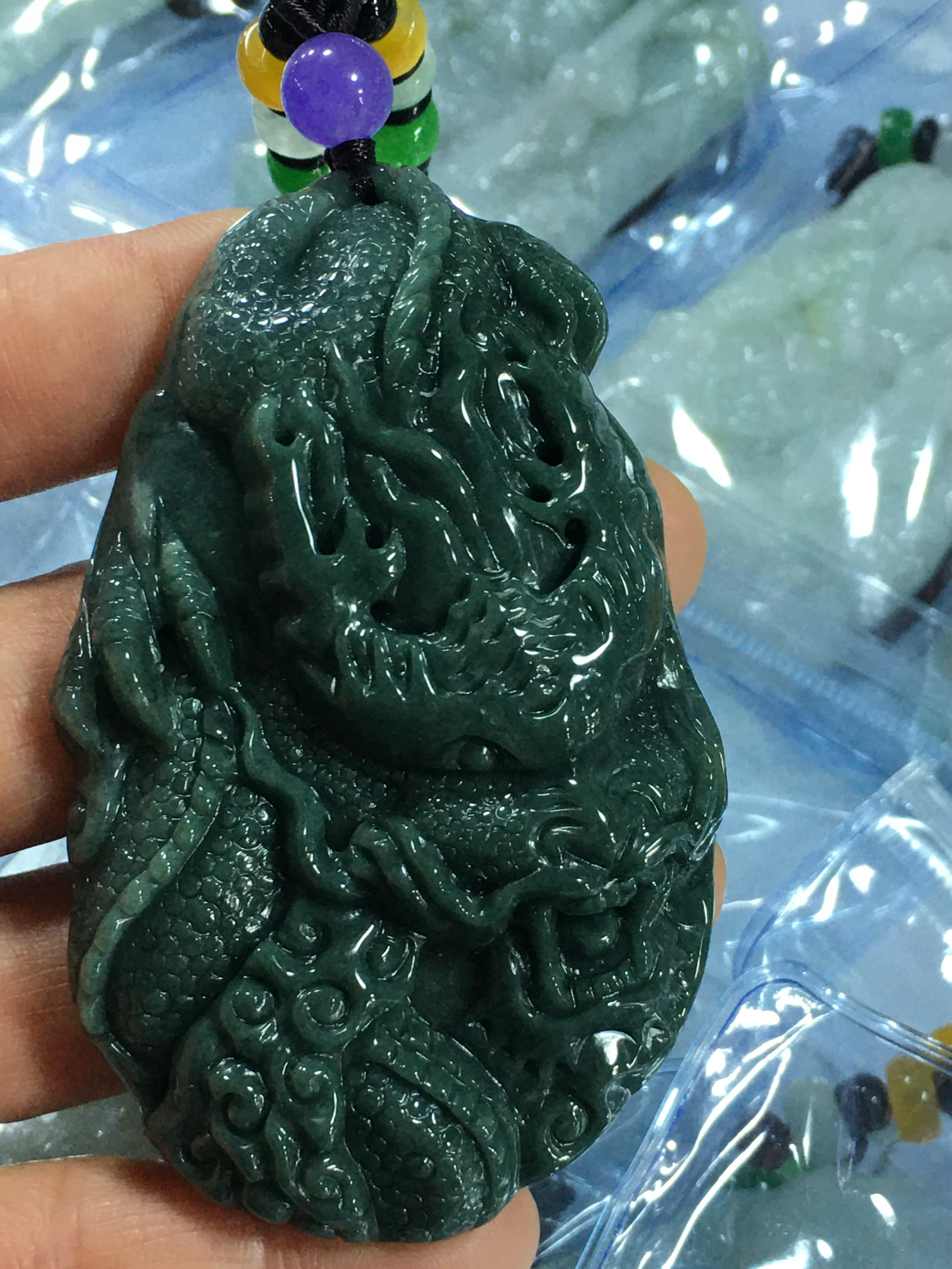 

Real 7A Myanmar jade Hand-Carved jade dragon green jade pendant necklace pendants jewelry jade necklaces