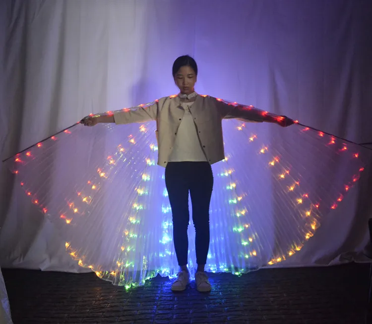 

Customized Performance Dance Dress 7 Color Dancing LED Butterfly fluorescent skirt LED ADULT CAPE golden wings