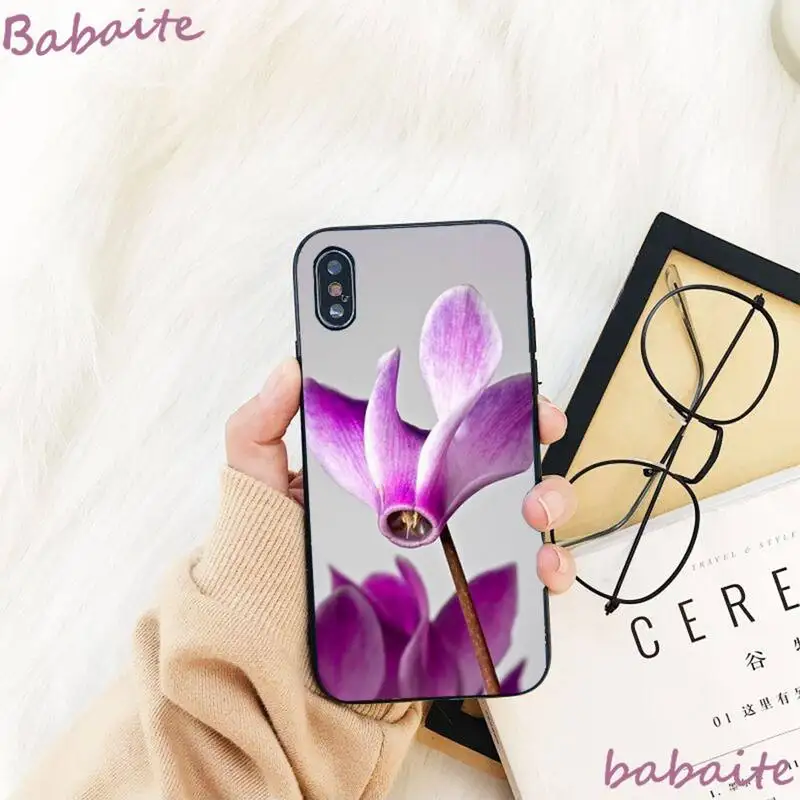 

Babaite Cyclamen flower black Phone Case Hull For iPhone 8 7 6 6S Plus X XS MAX 5 5S SE XR 11 11pro promax 12 12Pro Promax