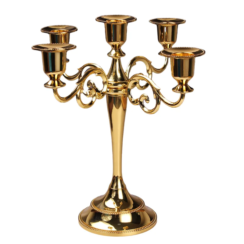 

Silver/Gold/Bronze/Black 3/5-Arms Metal Alloy Pillar Candle Holders Candlestick Wedding Decoration Stand Home Decor Candelabra