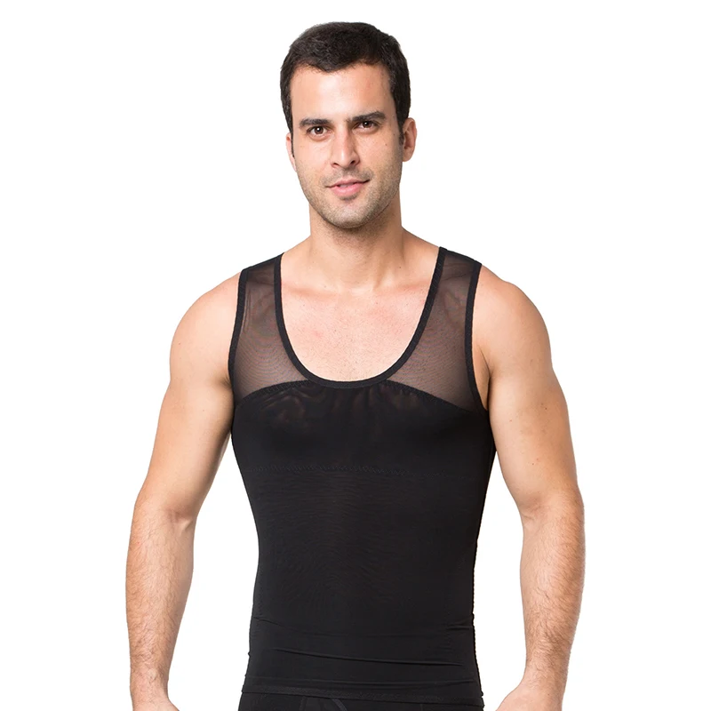 Double Mesh Body Sculpting Vest Breathable Quick-drying Crew Neck Hollow Sleeveless Vest Wide Shoulder Waistcoat Nylon Fabric