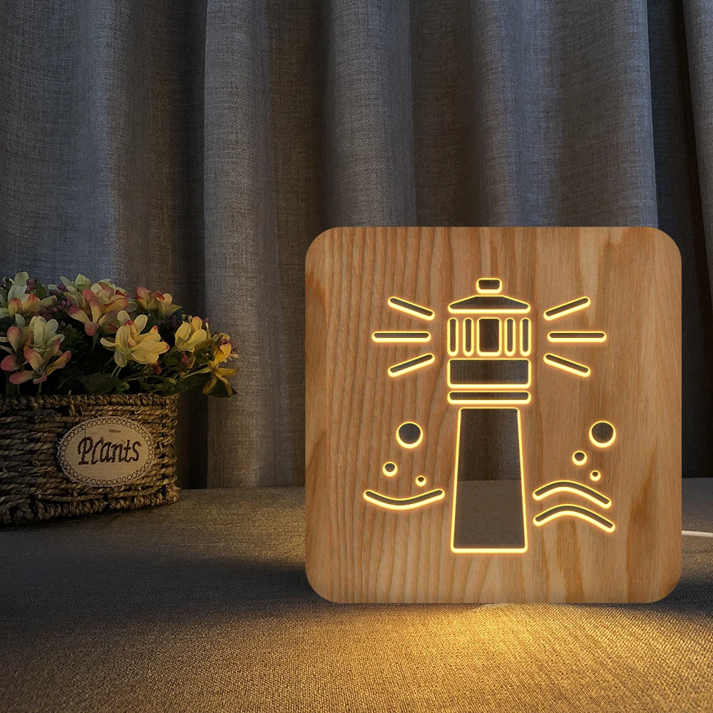 3D награда из дерева на музыкальную тему/гитары Форма светодиодный USB Ночной