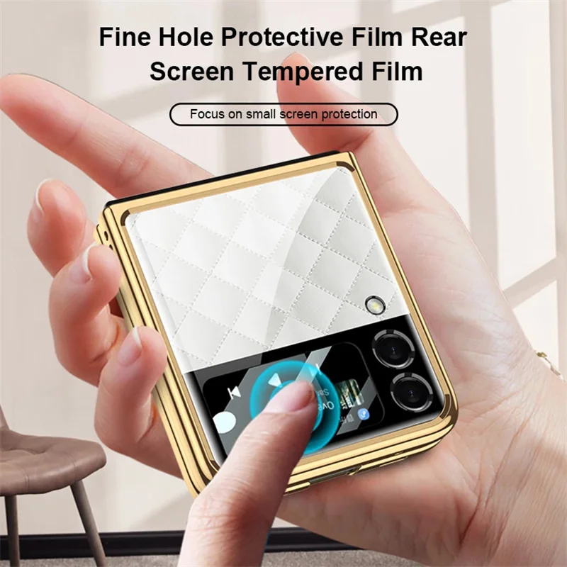 Luxury Plating Hard Frame Phone Case For Samsung Galaxy Z Flip3 5G Cases Painted Tempered Glass Hard Cover For Samsung Z Flip3 4