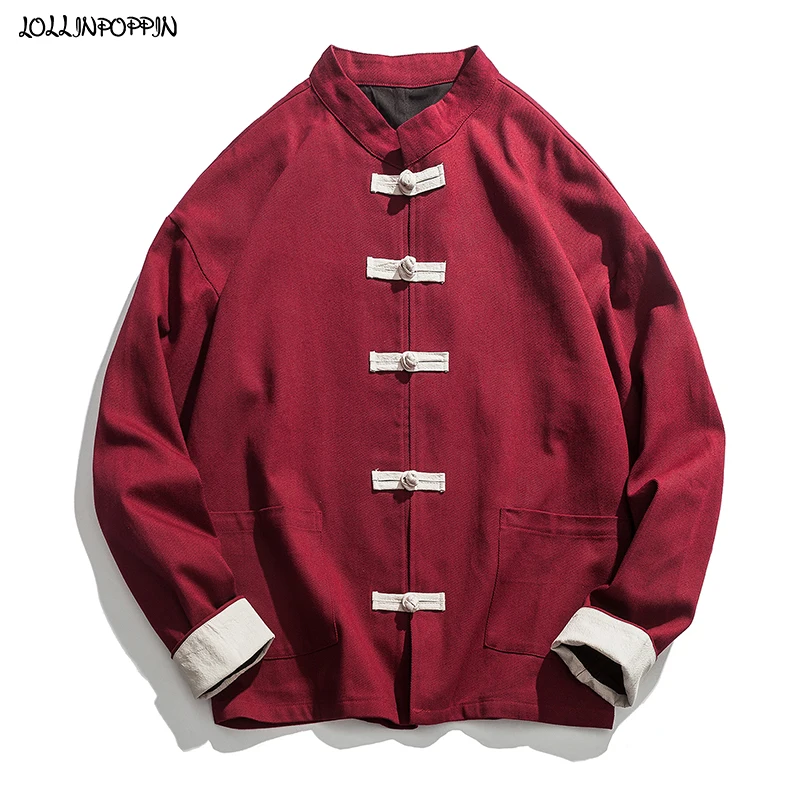 

Мужская куртка в китайском стиле с застежкой-лягушкой, с воротником-стойкой и передними карманами, весна-осень 2020