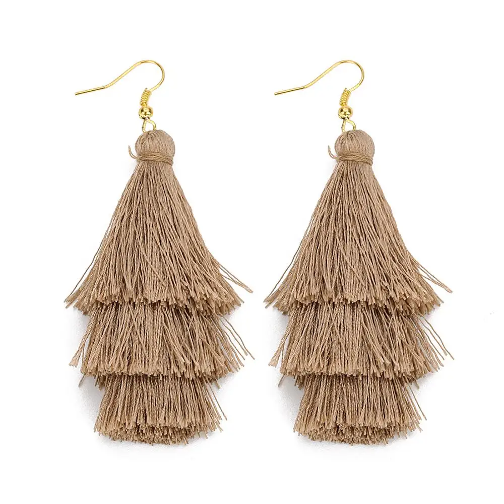 LOULEUR 3 Слоистые богемные Роскошные массивные Серьги-кисточки Boho модные ювелирные изделия женские длинные висячие серьги - Окраска металла: brown