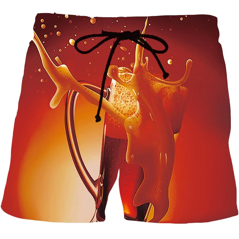 

Men's Liqueur Graphic Beach Shorts 3D Pattern Beer Boardshorts Men/Women Short Pants