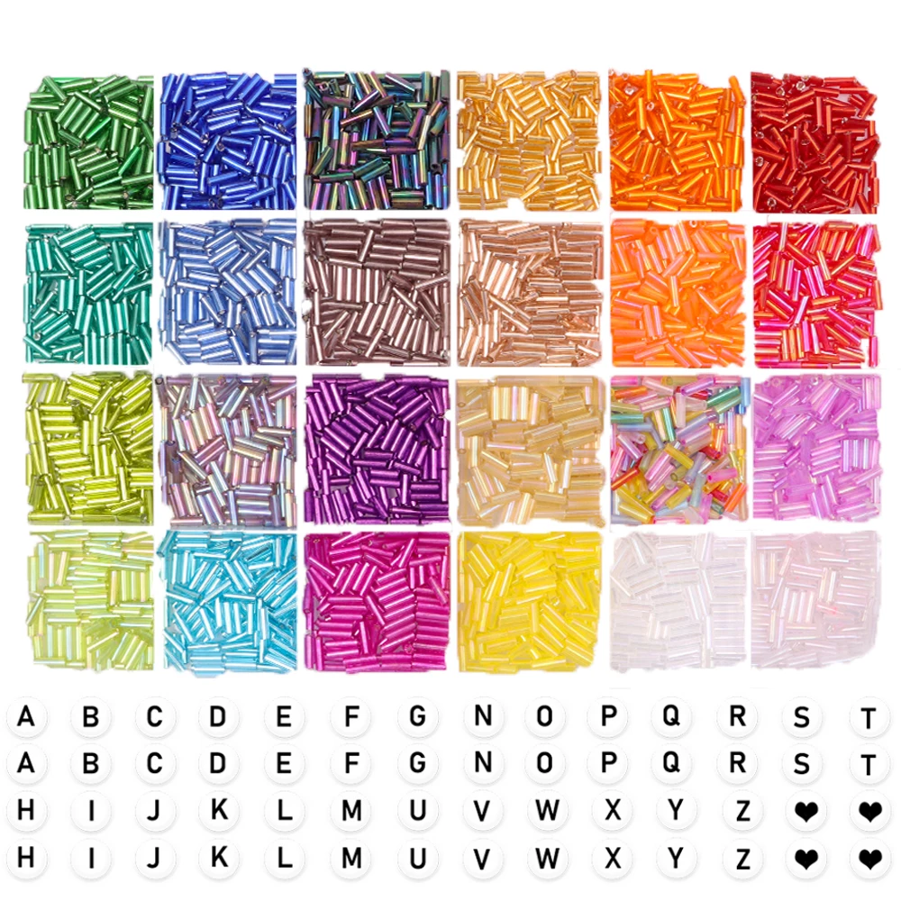 

Tube Bead Kit, Bugle Beads And Small Letter Bagged Glass Beads, Small Craft Beads To Make Necklace Jewelry, DIY Craft Supplies