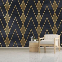 custom 3d murals wallpaper luxury golden geometric lines modern interior study room living room sofa tv backdrop wall home decor
