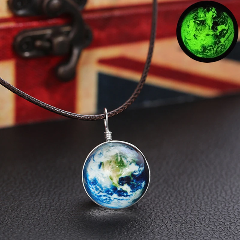 Ожерелье с хрустальной Туманностью стеклянная двухсторонняя подвеска в стиле