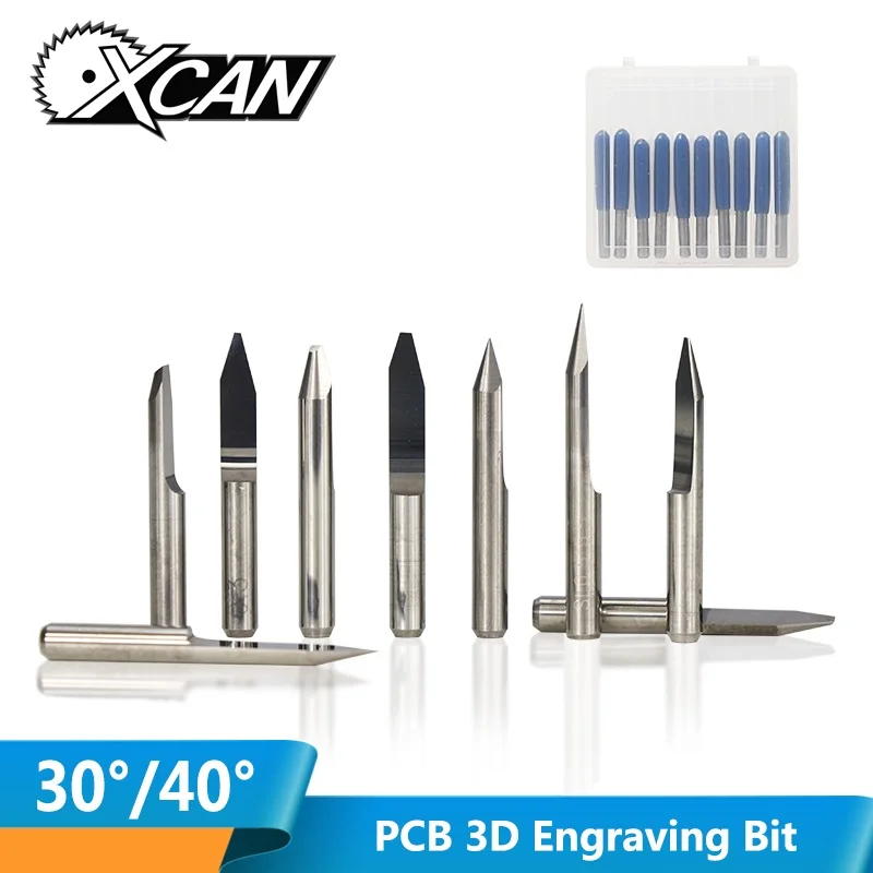 XCAN 10 шт. 30 40 градусов V Форма фреза 3,175 мм(1/8 '') Хвостовик карбида PCB гравировальные Биты ЧПУ Маршрутизатор Инструмент