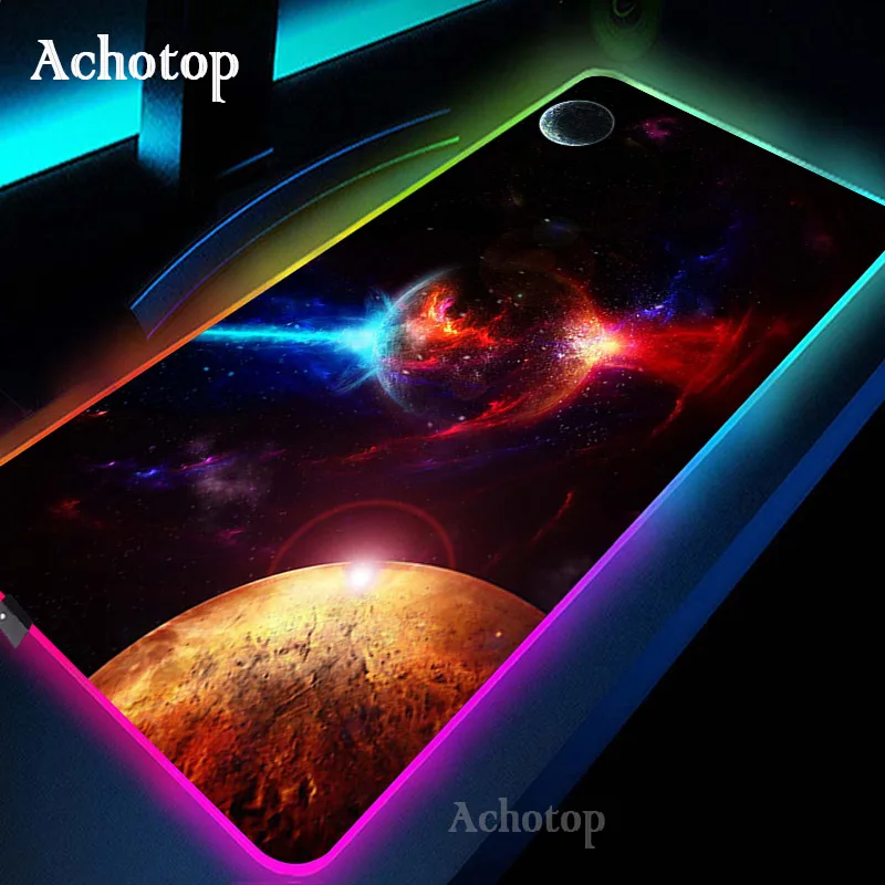 Игровой коврик для мыши Spac RGB игровой компьютерный с подсветкой большой XXL