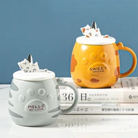 creative cartoon cute kitten mug with spoon cover mugs new year mugs coffee cups mug for tea cup of coffee drinkware original