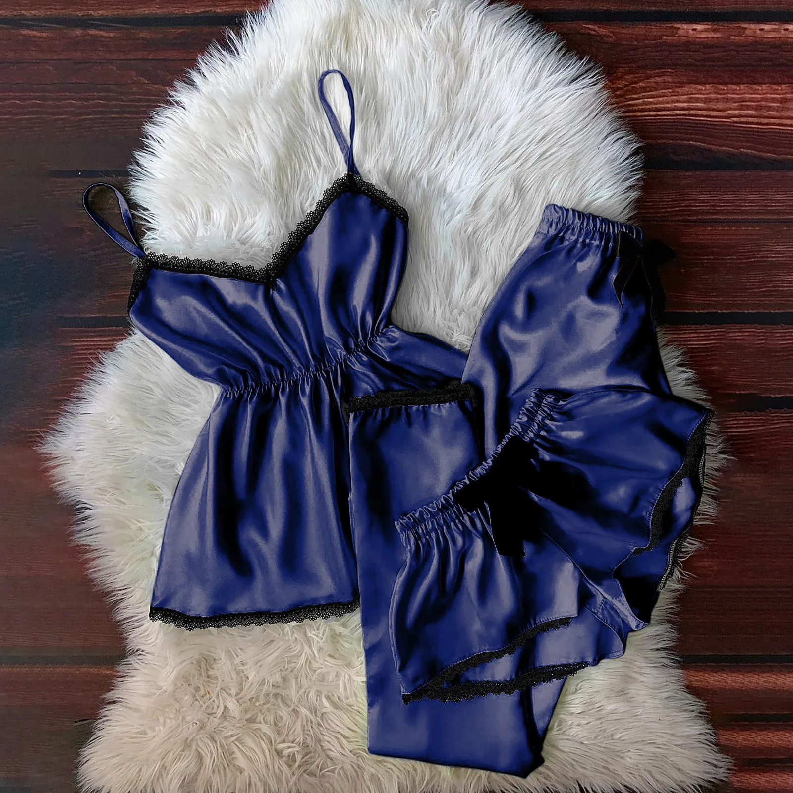 

Lingerie Lace Sling Pajama Shorts Set Plus Size Sleepwear Womens Pajama Set Lingerie Camisole Bow Shorts V-Tops pijamas mujer